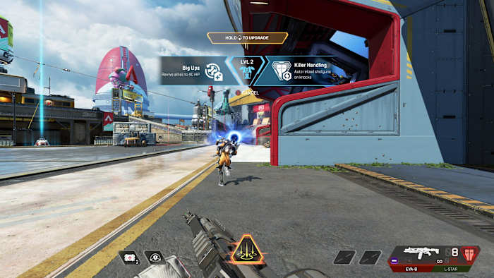 Gibraltar chooses between Big Ups or Killer Handling when his Evo Shield hits Lvl 2 in Apex Legends Season 20.